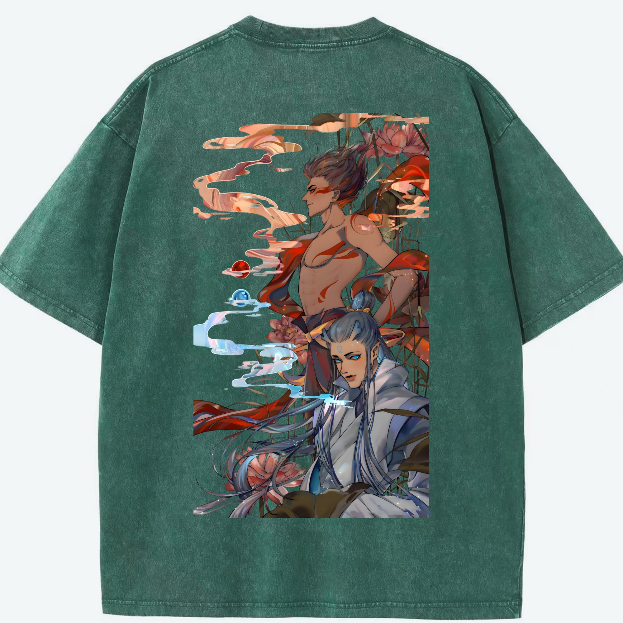 （画像用） Ne Zha 2 ナタ 魔童の大暴れ 綿100% ヴィンテージ風 半袖Tシャツ（背面プリント）